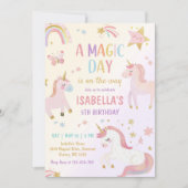 Magical Pastel Unicorn Rainbow Birthday Party Einladung (Vorderseite)