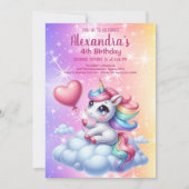Magical Pastel Unicorn Rainbow Birthday Party Einladung (Vorderseite)