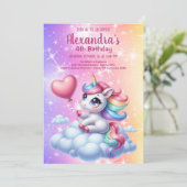 Magical Pastel Unicorn Rainbow Birthday Party Einladung (Stehend Vorderseite)