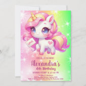 Magical Pastel Unicorn Rainbow Birthday Party Einladung (Vorderseite)