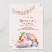 Magical Pastel Unicorn Rainbow Birthday Party Einladung (Vorderseite)