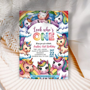 Magical Pastel Unicorn Rainbow Birthday Party Einladung