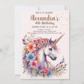 Magical Pastel Unicorn Rainbow Birthday Party Einladung (Vorderseite)