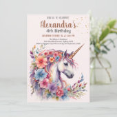 Magical Pastel Unicorn Rainbow Birthday Party Einladung (Stehend Vorderseite)