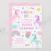 Magical Pastel Unicorn Rainbow Birthday Party Einladung (Vorne/Hinten)