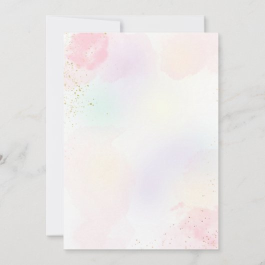 Magical Pastel Unicorn Rainbow Birthday Party Einladung (Rückseite)