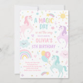 Magical Pastel Unicorn Rainbow Birthday Party Einladung (Vorderseite)