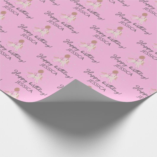 Magical Pastel Unicorn Rainbow Birthday Party Geschenkpapier (Ecke)