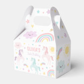 Magical Pastel Unicorn Rainbow Birthday Party Geschenkschachtel (Rückseite)