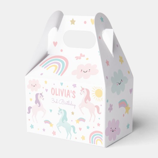 Magical Pastel Unicorn Rainbow Birthday Party Geschenkschachtel (Vorderseite)
