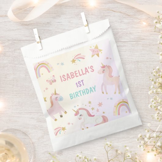 Magical Pastel Unicorn Rainbow Birthday Party Geschenktütchen (Ausgeschnitten)