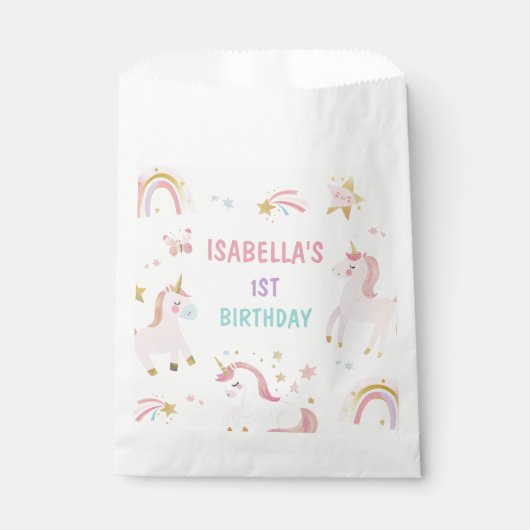 Magical Pastel Unicorn Rainbow Birthday Party Geschenktütchen (Vorderseite)