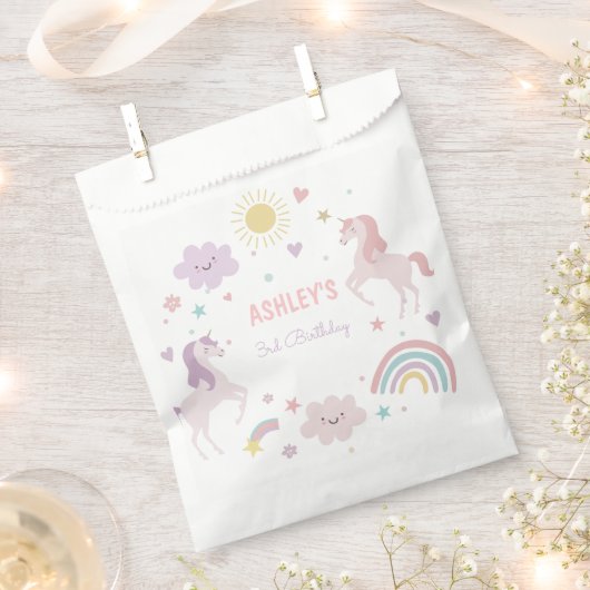 Magical Pastel Unicorn Rainbow Birthday Party Geschenktütchen (Ausgeschnitten)