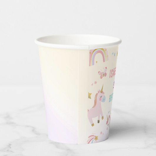 Magical Pastel Unicorn Rainbow Birthday Party Pappbecher (Rechts)