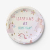 Magical Pastel Unicorn Rainbow Birthday Party Pappteller (Vorderseite)