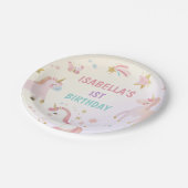 Magical Pastel Unicorn Rainbow Birthday Party Pappteller (Schrägansicht)