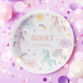 Magical Pastel Unicorn Rainbow Birthday Party Pappteller