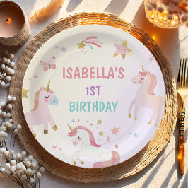 Magical Pastel Unicorn Rainbow Birthday Party Pappteller