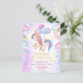 Magical Pastel Unicorn Rainbow Birthday Party Postkarte (Stehend Vorderseite)
