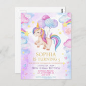 Magical Pastel Unicorn Rainbow Birthday Party Postkarte (Vorne/Hinten)