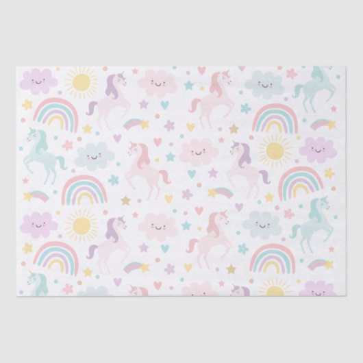 Magical Pastel Unicorn Rainbow Birthday Party Seidenpapier (Vorderseite)