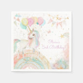 Magical Pastel Unicorn Rainbow Birthday Party Serviette (Vorderseite)