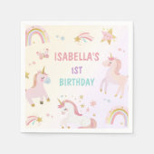Magical Pastel Unicorn Rainbow Birthday Party Serviette (Vorderseite)