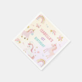 Magical Pastel Unicorn Rainbow Birthday Party Serviette (Ecke)