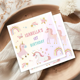 Magical Pastel Unicorn Rainbow Birthday Party Serviette