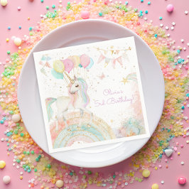 Magical Pastel Unicorn Rainbow Birthday Party Serviette