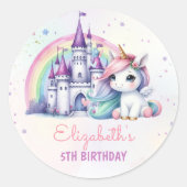 Magical Pastel Unicorn Rainbow Birthday Runder Aufkleber (Vorderseite)