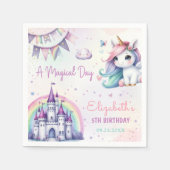 Magical Pastel Unicorn Rainbow Birthday Serviette (Vorderseite)