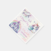 Magical Pastel Unicorn Rainbow Birthday Serviette (Ecke)
