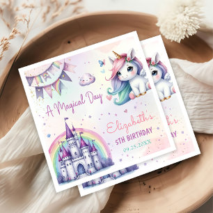 Magical Pastel Unicorn Rainbow Birthday Serviette