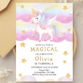 Magical Pastel Unicorn Rainbow Party Birthday  Einladung