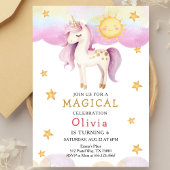 Magical Pastel Unicorn Rainbow Party Birthday  Einladung