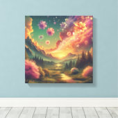 Magical Petal Sky Over Sunset Mountains Canvas Leinwanddruck (Insitu (Holzboden))