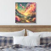 Magical Petal Sky Over Sunset Mountains Canvas Leinwanddruck (Insitu (Schlafzimmer))