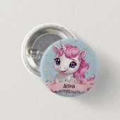 Magical Pink Baby Unicorn Stars Individuelle Name Button (Vorne & Hinten)