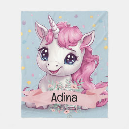 Magical Pink Baby Unicorn Stars Individuelle Name Fleecedecke