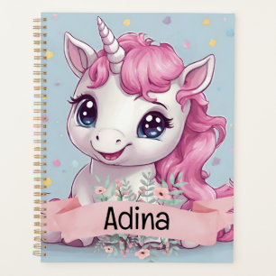 Magical Pink Baby Unicorn Stars Individuelle Name Planer