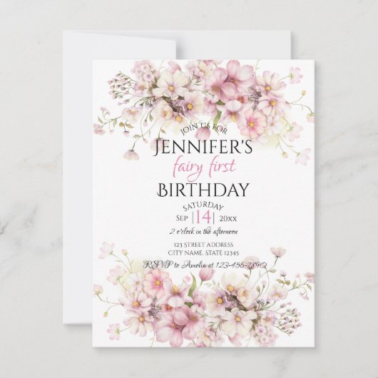 Magical Pink Fairy Birthday Einladung (Vorderseite)