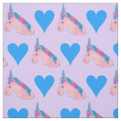 Magical Pink Lila Blue Heart Unicorn Märchen Stoff (Muster)
