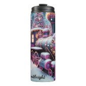 Magical Pink Purple Christmas Train Wonderland Thermosbecher (Vorderseite)