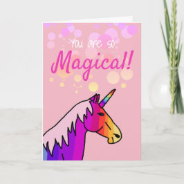 Magical Pink Rainbow Unicorn Valentine`s day Card Feiertagskarte