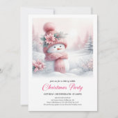 Magical Pink Snowman Editable Kids Christmas Party Einladung (Vorderseite)