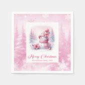 Magical Pinkmas Kids Winter Scene Cozy Forest Xmas Serviette (Vorderseite)