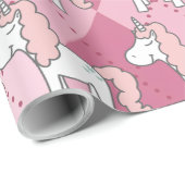 Magical Plaid Pink Unicorn Christmas Geschenkpapier (Rolleneckpunkt)