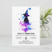 Magical Printable Wizardry Birthday Einladung (Stehend Vorderseite)