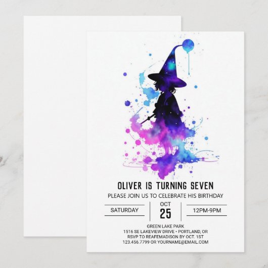 Magical Printable Wizardry Birthday Einladung (Vorne/Hinten)